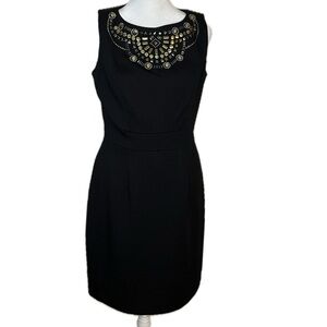 Lux II Petite Black Embellished Sheath Dress Size 8P